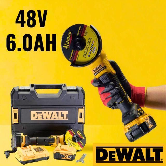 Угловая аккумуляторная шлифмашина DeWalt DCG413 (48V, 6Ah, диск 125мм) Болгарка Деволт с 2 АКБ для резки и шлифовки
