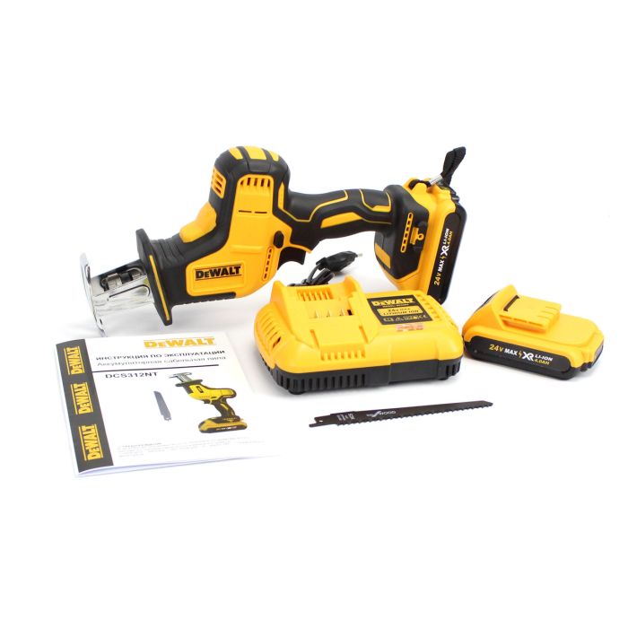 Аккумуляторная сабельная пила DeWalt DCS312NT (24V, 4AH) АКБ ножовка Деволт TC