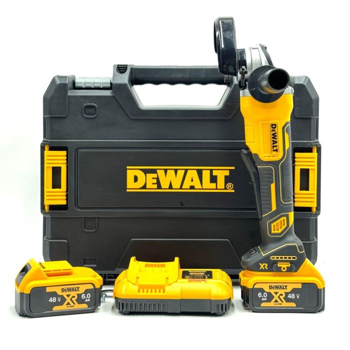 Угловая аккумуляторная шлифмашина DeWalt DCG413 (48V, 6Ah, диск 125мм) Болгарка Деволт с 2 АКБ для резки и шлифовки