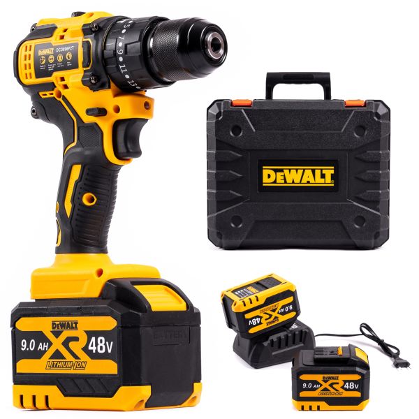 Акумуляторний ударний шурупокрут DeWalt DCD896P2T 48 V, 9AH Шурупокрут Деволт безщітковий у кейсі з набором