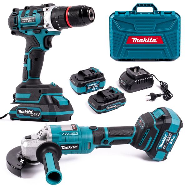 Безщітковий акумуляторний набір Makita 2в1 48 V Ударний шурупокрут DTW488+Болгарка DGA509Z PRO АКБ Макіта