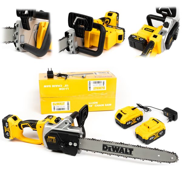 Пила акумуляторна DeWalt DCM355HN (48V, 6Ah) Безщіткова пила Деволт з шиною 45 см + 2 АКБ для деревини