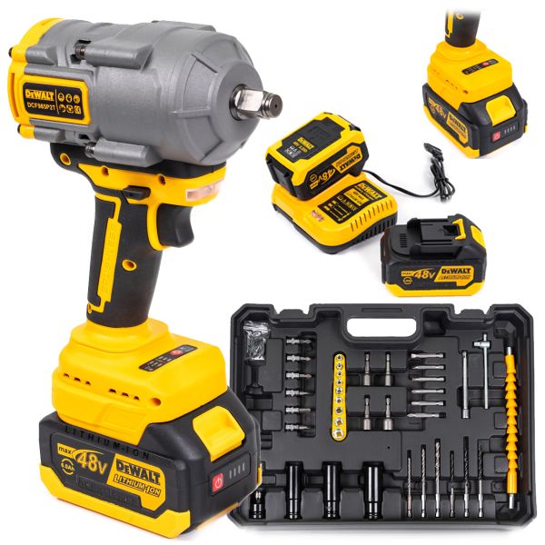 Гайковерт акумуляторний DeWalt DCF985P2T (48V 6Ah) Безщеточний ударний АКБ гайковерт Деволт 1100 Нм з набором інструментів