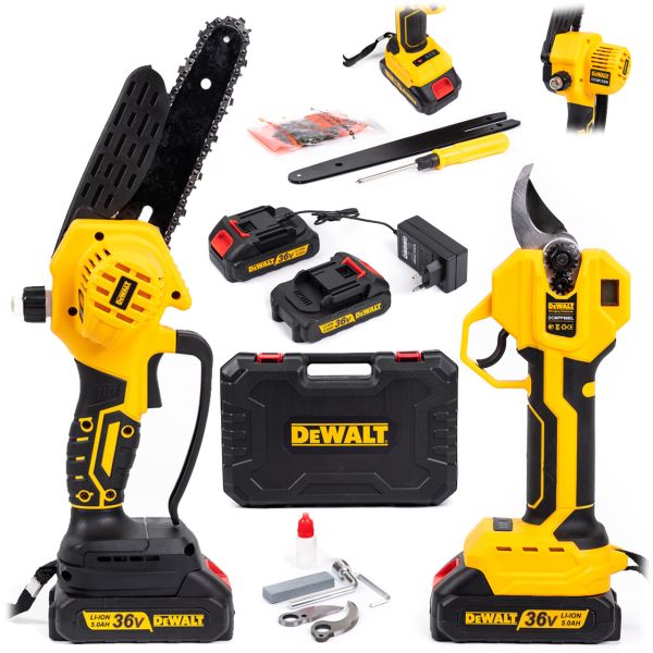 Набір акумуляторний DeWalt 2в1 (Пила DCM155N 20 см + Секатор DCMPP66BL) АКБ набір Деволт (36V) безщітковий 