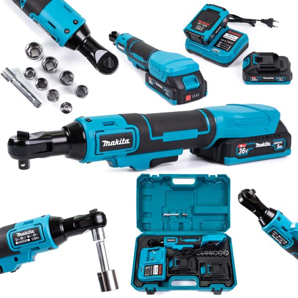 Гайковерт кутовий акумуляторний Makita DWR200DZ (36V, 5Ah) Гайковерт-тріскачка Макіта безщіткова