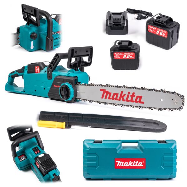 Безщіткова акумуляторна пила Makita UC017GZ (36V, 9Ah) Ланцюгова пила Макіта шина 45 см + 2 АКБ для деревини