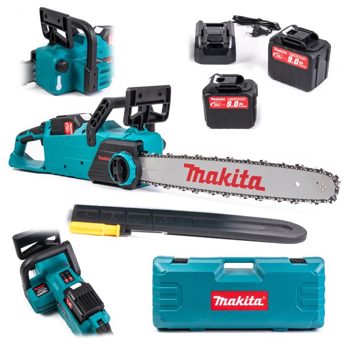 Бесщеточная аккумуляторная пила Makita UC017GZ (36V, 9Ah) Цепная пила Макита шина 45 см + 2 АКБ для древесины