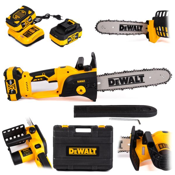 Цепная аккумуляторная пила DeWalt DCM589X2 (48V, 6Ah) Пила Деволт 30см бесщеточная + 2 АКБ в наборе