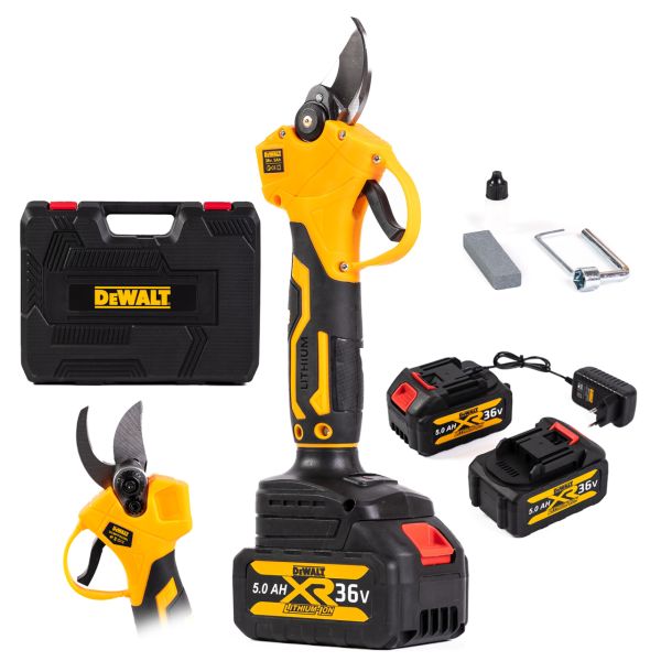 Секатор аккумуляторный бесщеточный DeWalt DCMPPS55BL (36V, 5AH) Ножницы садовые Деволт 30 мм с 2 АКБ в кейсе