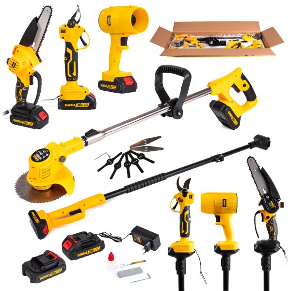Набор DeWalt 5в1 (Секатор, Пила 20см, Воздуходувка, Триммер, Высоторез + штанга 2.5м) Набор садовый Деволт 36V
