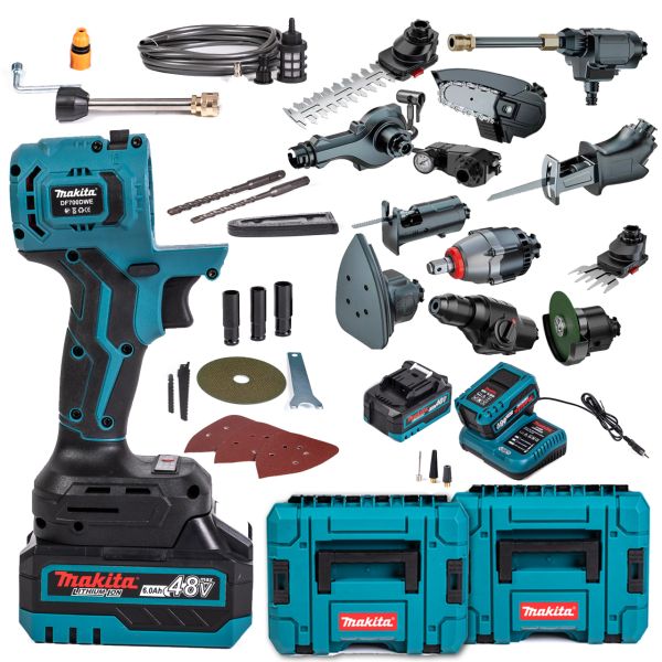 Аккумуляторный многофункциональный набор Makita 13в1 DF700DWE (48V, 6Ah) Мультитул Макита с 2 кейсами
