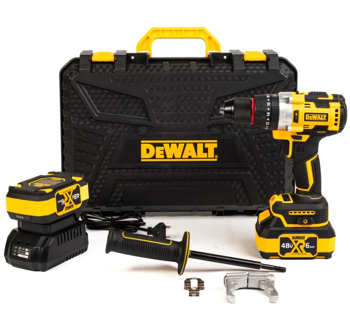 Акумуляторний ударний шуруповерт DeWalt DCD1007WW2T (48V, 6Ah, патрон 13мм) Потужний безщітковий шуруповерт Деволт з ручкою