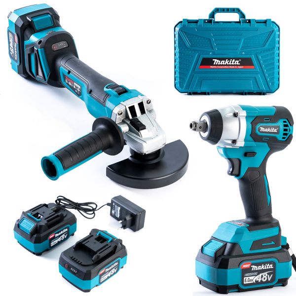 Безщітковий акумуляторний набір Makita 2в1 48 V 6 Ah (Гайковерт DTW385+Болгарка DGA506ZPRO) АКБ набір Макіта
