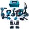 Аккумуляторный набор Makita 8в1 36V (Шуруповерт, Ушм, Гайковерт, Перфоратор, Лобзик, Пила, Секатор, Повербанк) 4АКБ