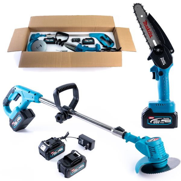 Акумуляторний садовий набір Makita 2в1 ( 36 V 6 Ah ) АКБ Тример UR150DWAE + Ланцюгова мініпила DUC155Z Макіта