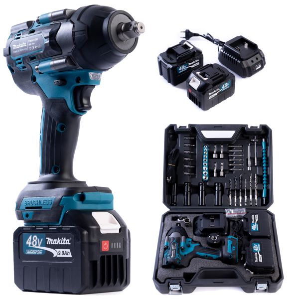 Акумуляторний безщітковий ударний гайковерт Makita TW001GD 800Hm (48V,9Ah) з набором головок Макіта