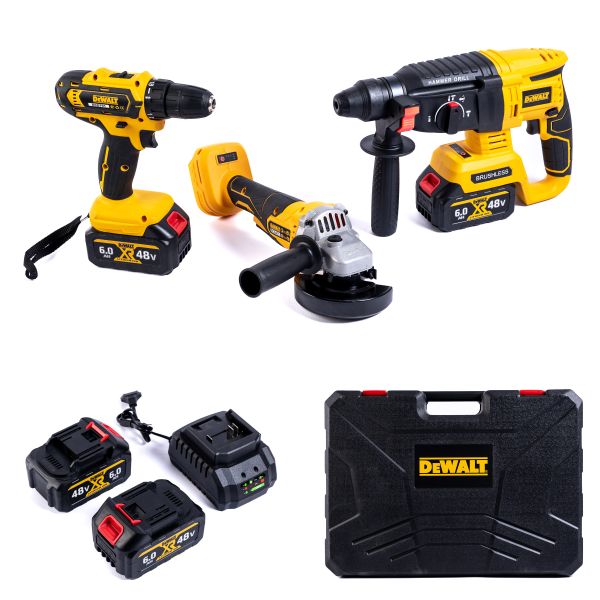 Набір акумуляторний DeWalt 3в1 48 V (Шурупокрут DCD791+Перфоратор DCD900B+Болгарка DCG413) АКБ набір Деволт