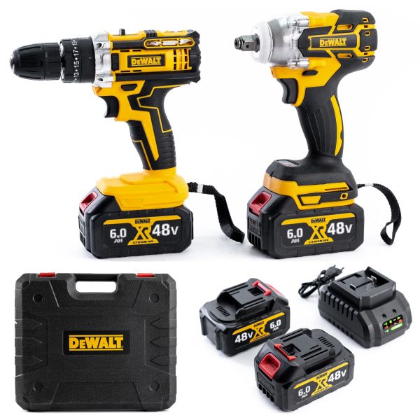 Набір акумуляторний DeWalt 2в1 48 V (Шуруповерт DCD707N+Гайковерт безщітковий DCF893F) АКБ набір Деволт 2в1