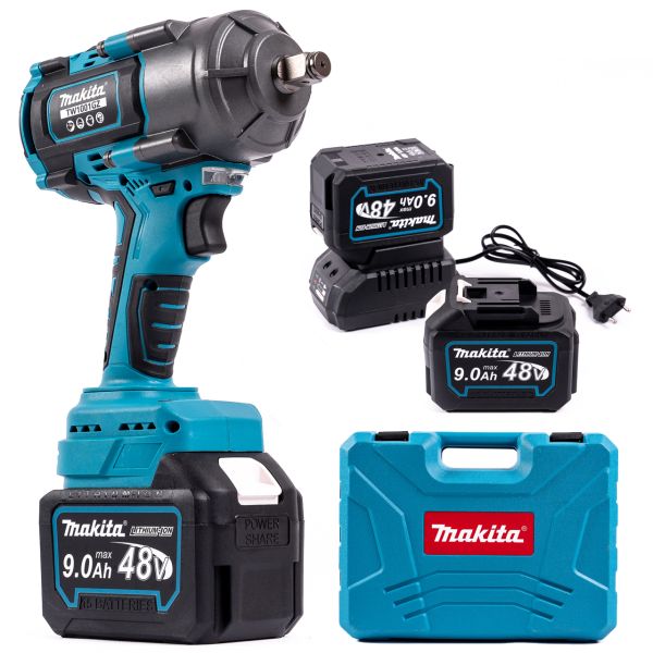 Акумуляторний гайковерт безщітковий ударний Makita TW1001GZ 1000Hm (48V, 9AH) з набором головок Макіта