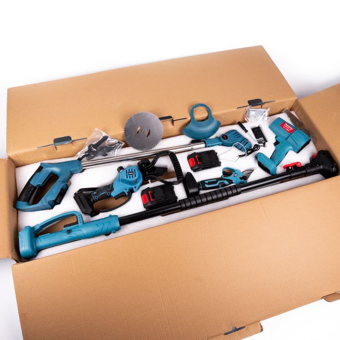 Акумуляторний набір 5в1 Makita 36V (Міні-пила + Секатор + Тример + Повітродувка + Штанга телескопічна) Садовий АКБ набір Макіта