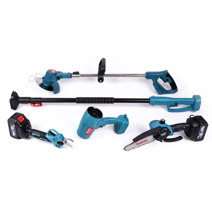 Акумуляторний набір 5в1 Makita 36V (Міні-пила + Секатор + Тример + Повітродувка + Штанга телескопічна) Садовий АКБ набір Макіта