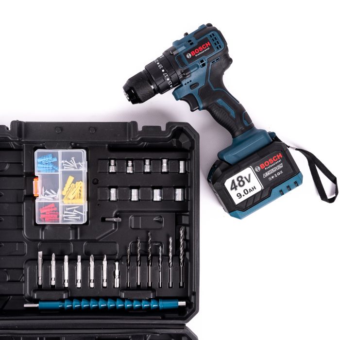 Аккумуляторный ударный бесщеточный шуруповерт Bosch GSR482-2Li (48V, 9Ah) Дрель-Шуруповерт Бош с набором