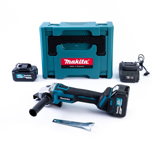 Безщіткова акумуляторна болгарка Makita DGA554ZL (48V, 6 А/год) Кутова шліфмашина Макіта з двома АКБ