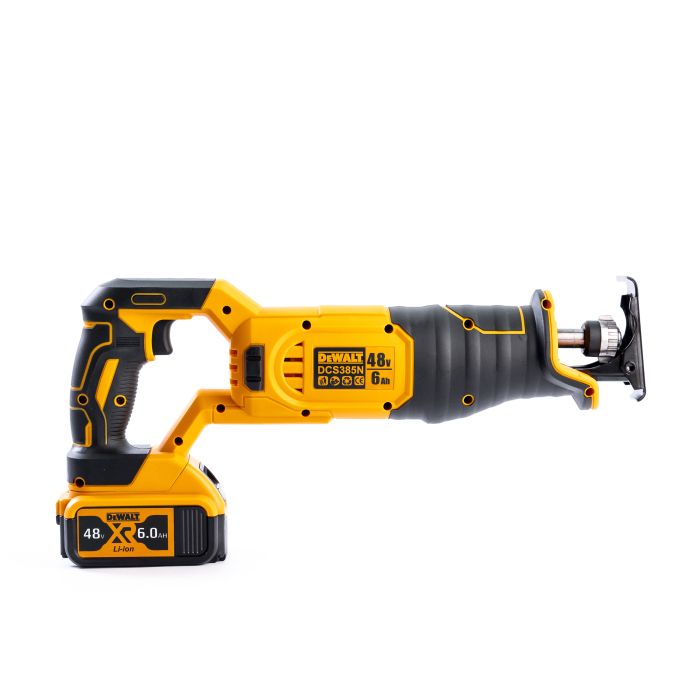 Аккумуляторная сабельная пила DeWalt DCS385N (48V, 6AH) АКБ ножовка Деволт с индикатором заряда