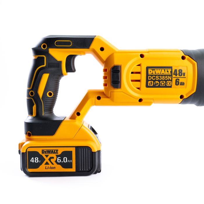 Аккумуляторная сабельная пила DeWalt DCS385N (48V, 6AH) АКБ ножовка Деволт с индикатором заряда