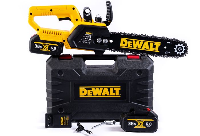 Аккумуляторная цепная бесщеточная пила DeWalt DCM125N (36V, 6Ah) АКБ пила Девольт для дачи с шиной 30см