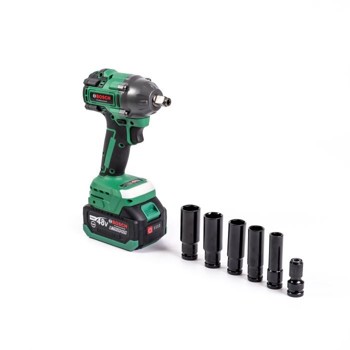 Безщітковий акумуляторний набір Bosch 4в1 (Гайковерт + Шуруповерт + Перфоратор + УШМ) Набір Бош з 3 АКБ по 48V та насадки