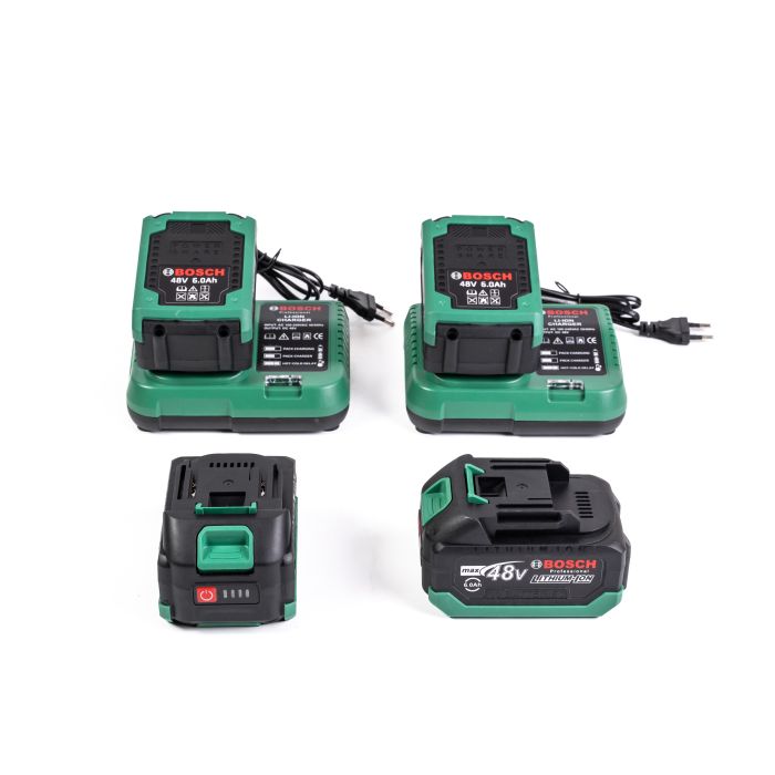 Безщітковий акумуляторний набір Bosch 6в1 (Гайковерт, Шуруповерт, Перфоратор, Секатор, Пила, УШМ) Бош 4 АКБ(48V) та насадки