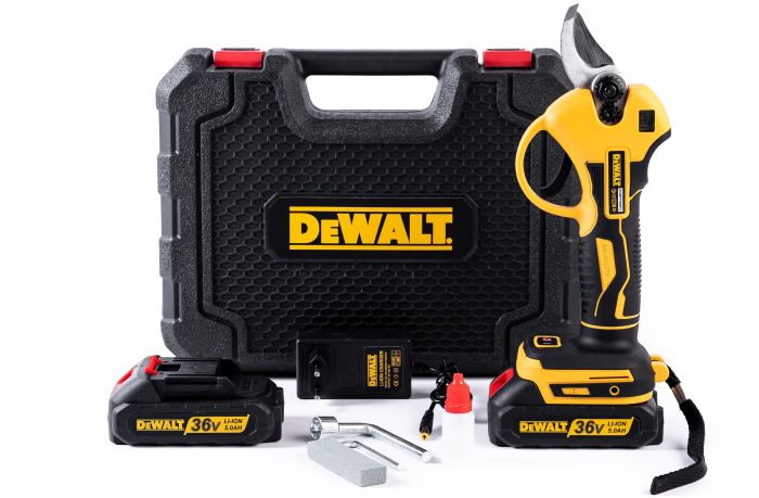 Секатор акумуляторний DeWalt DCMPPS69P2 (36V, 5Ah) Безщітковий АКБ секатор Девольт для гілок і кущів