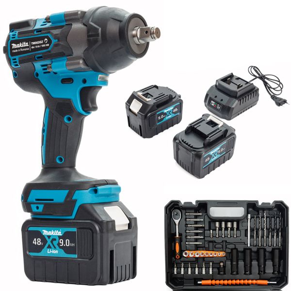 Акумуляторний безщітковий ударний гайковерт Makita TW002GZ 1000Hm (48V, 9AH) з набором головок Макіта