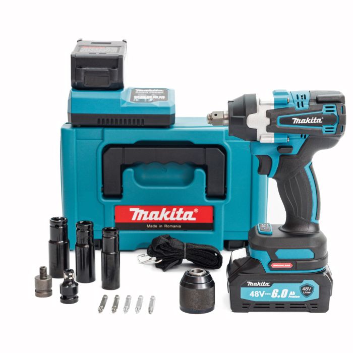 Безщітковий акумуляторний ударний гайковерт Makita TW005GM (48V, 6AH) Потужний гайковерт Макіта з насадками