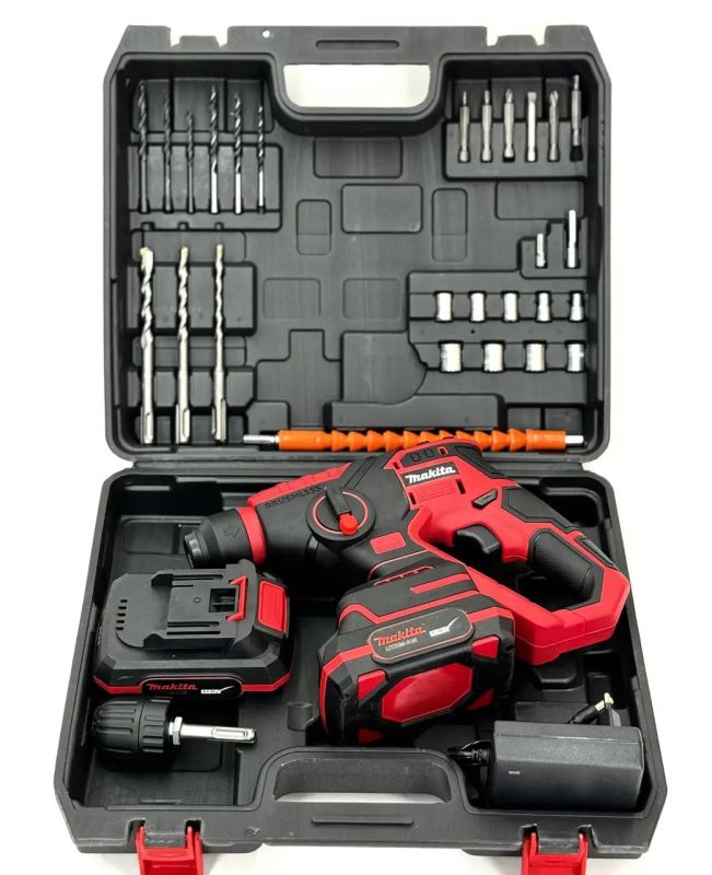 Акумуляторний перфоратор Makita 36V-Li Compact Red (36V, 6Ah) Безщітковий перфоратор Макіта з набором