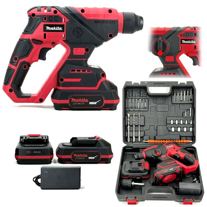 Акумуляторний перфоратор Makita 36V-Li Compact Red (36V, 6Ah) Безщітковий перфоратор Макіта з набором